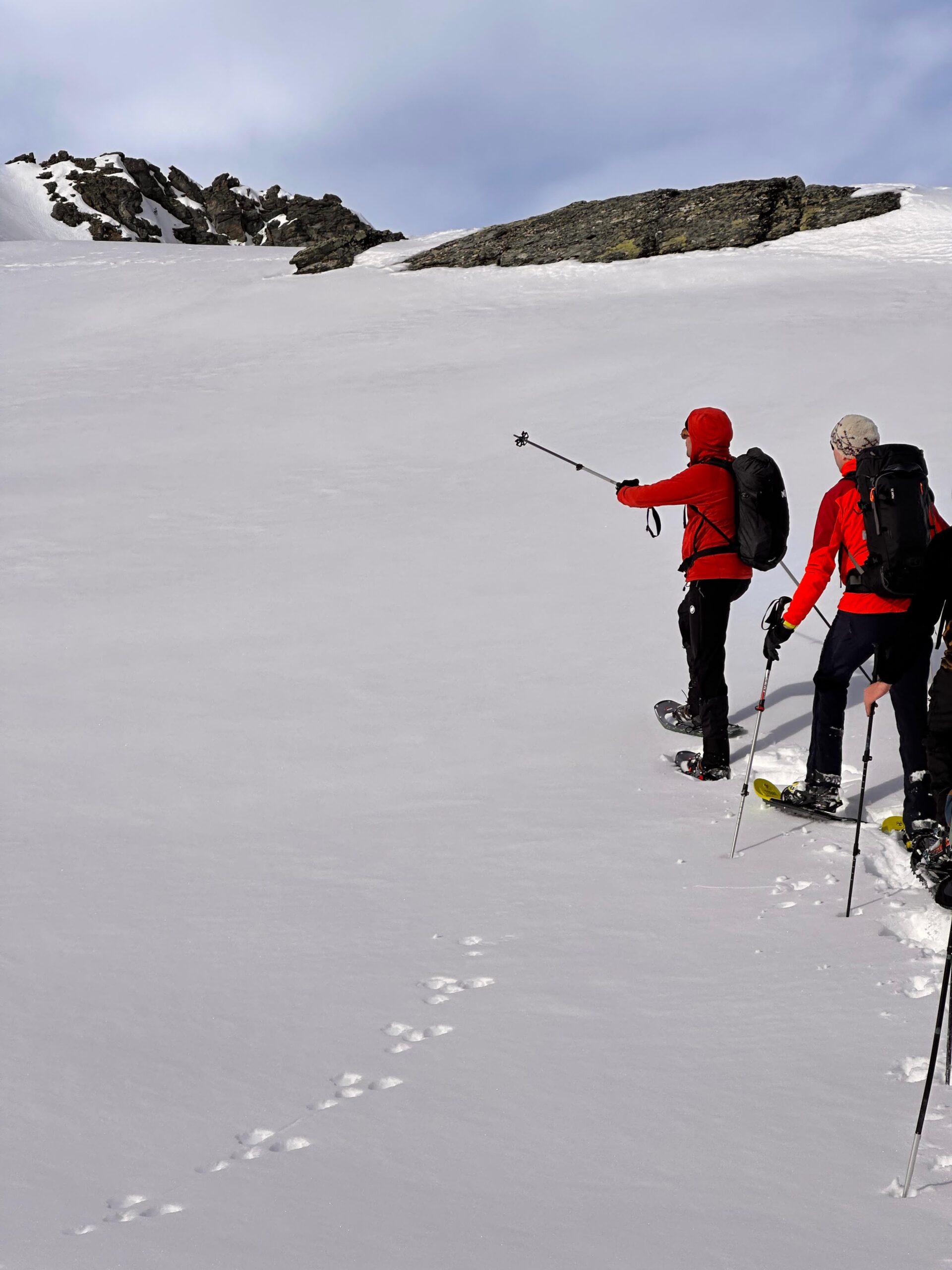 Guide alma montagne asam suisse uimla montre le chemin dans la neige poudreuse